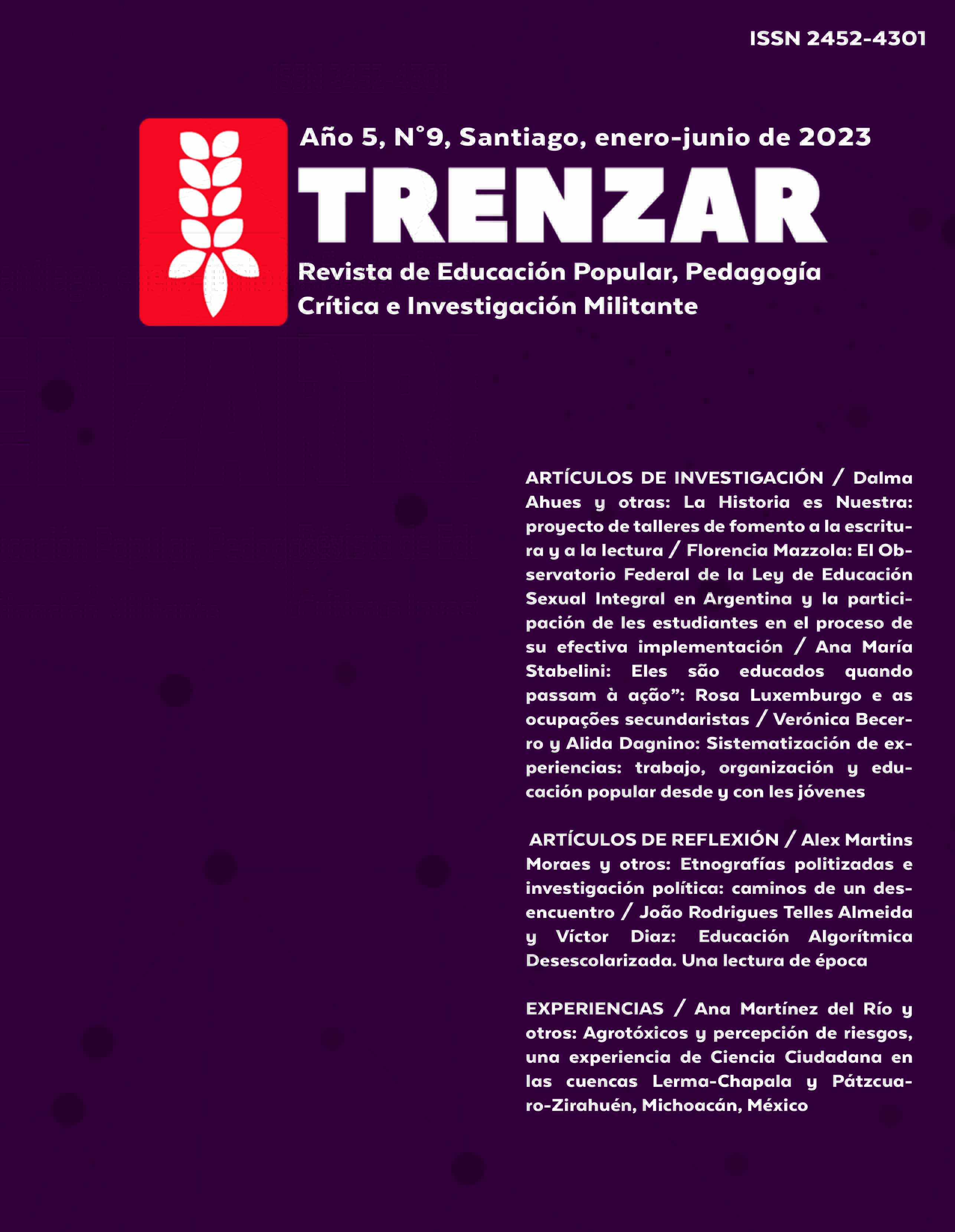 Ana Martínez del Rïo et. al., «Agrotóxicos y percepción de riesgos, una experiencia de Ciencia Ciudadana en las cuencas Lerma-Chapala y Pátzcuaro-Zirahuén, Michoacán, México»